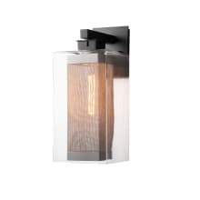 Polaris 16" Tall Outdoor Wall Sconce - Coastal Black Finish with Silver Accents and Clear Glass Outer and Silver Inner Shade
