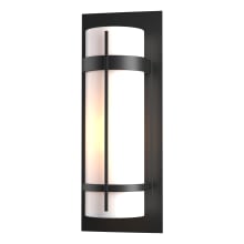 Banded 21" Tall Outdoor Wall Sconce - Coastal Black Finish with Opal Glass Shade