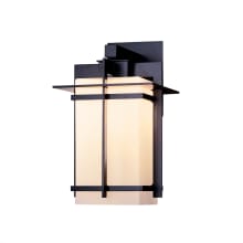 Tourou 14" Tall Downward Outdoor Wall Sconce - Coastal Black Finish with Opal Glass Shade