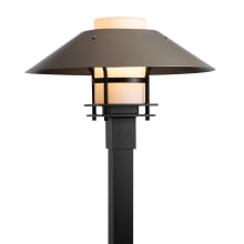 Henry 16" Tall Post Light - Coastal Black Finish with Coastal Burnished Steel Accents and Opal Glass Shade