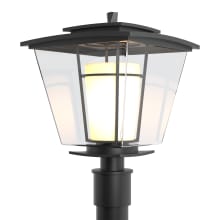 Beacon Hall 18" Tall Post Light - Coastal Black Finish with Opal Inner and Clear Outer Shade