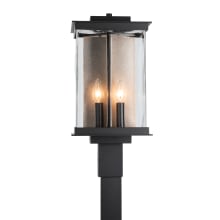 Kingston 4 Light 20" Tall Post Light - Coastal Black Finish with Translucent Soft Gold Accents and Clear Glass Shade