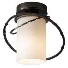 Olympus 9" Wide Semi-Flush Outdoor Ceiling Fixture - Coastal Oil Rubbed Bronze Finish with Opal Glass Shade