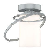 Olympus 9" Wide Semi-Flush Outdoor Ceiling Fixture - Coastal Burnished Steel Finish with Opal Glass Shade
