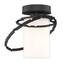 Olympus 9" Wide Semi-Flush Outdoor Ceiling Fixture - Coastal Black Finish with Opal Glass Shade
