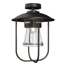 Erlenmeyer 12" Wide Semi-Flush Lantern Outdoor Ceiling Fixture - Coastal Black Finish with Clear Glass Shade