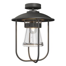 Erlenmeyer 12" Wide Semi-Flush Lantern Outdoor Ceiling Fixture - Coastal Natural Iron Finish with Clear Glass Shade