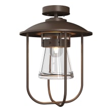 Erlenmeyer 12" Wide Semi-Flush Lantern Outdoor Ceiling Fixture - Coastal Bronze Finish with Clear Glass Shade