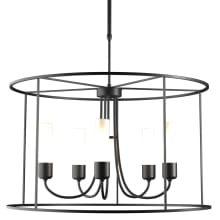 Portico 5 Light 32" Wide Outdoor Chandelier - Coastal Black Finish with Opal Glass Shades - Standard Height