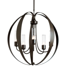 Pomme 5 Light 30" Wide Globe Outdoor Chandelier - Coastal Oil Rubbed Bronze Finish with Clear, Seedy Glass Shades - Standard Height
