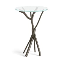 Brindille 18" Diameter Glass Top Aluminum and Glass Table
