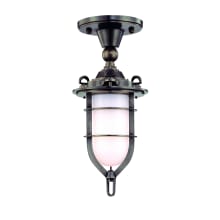 Single Light Down Lighting Indoor / Outdoor Cast Brass Lantern Style Semi Flush Ceiling Fixture from the New Canaan Collection