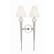 Vanessa 2 Light 25-1/4" Tall Wall Sconce with Belgian Linen Shades and Rock Crystal Accents