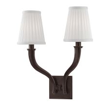 Hildreth 2 Light 17" Tall Wall Sconce with White Silk Shade