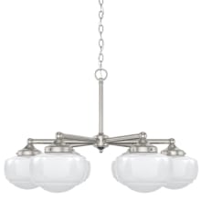 Saddle Creek 6 Light 30" Wide Chandelier with Cased White Glass Shades
