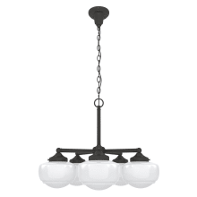 Saddle Creek 5 Light 24" Wide Chandelier with White Glass Shades