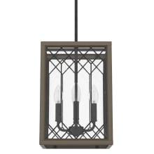 Chevron 4 Light 11" Wide Taper Candle Pendant with Clear Seeded Glass Shade