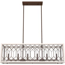 Chevron 6 Light 40" Wide Taper Candle Linear Chandelier with Clear Seeded Glass Shade