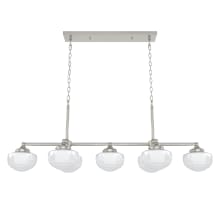 Saddle Creek 7 Light 52" Wide Linear Chandelier with White Glass Shades