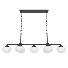 Saddle Creek 7 Light 52" Wide Linear Chandelier with White Glass Shades