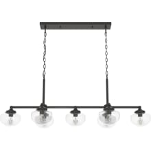 Saddle Creek 7 Light 52" Wide Linear Chandelier with Clear Seeded Glass Shades