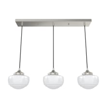 Saddle Creek 3 Light 32" Wide Linear Pendant with White Glass Shades