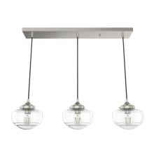 Saddle Creek 3 Light 32" Wide Linear Pendant with Clear Glass Shades