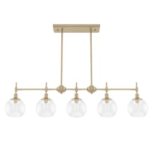 Xidane 5 Light 43" Wide Linear Chandelier with Clear Glass Shades