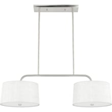 Cottage Hill 4 Light 37" Wide Linear Chandelier with Fabric and Cased White Glass Shades