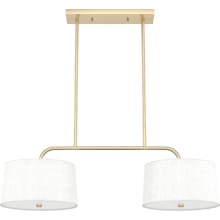 Cottage Hill 4 Light 37" Wide Linear Chandelier with Fabric and Cased White Glass Shades