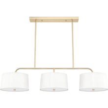 Cottage Hill 3 Light 49" Wide Chandelier with Linen and Frosted Glass Shades