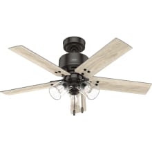 Sencillo 44" 5 Blade LED Indoor Ceiling Fan with Clear Glass Shades