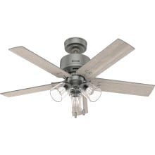 Sencillo 44" 5 Blade LED Indoor Ceiling Fan with Clear Glass Shades