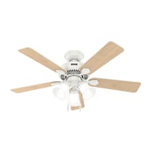Swanson 44" 5 Blade 3 Light Indoor LED Ceiling Fan with Frosted Glass Shades