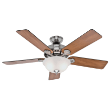 52" Indoor Ceiling Fan - Five Minute Fan with 5 Reversible Blades and LED Light Kit Included