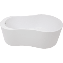 Anaha 64" Free Standing Hydroluxe SS Soaking Tub with Center Drain, Drain Assembly, and Overflow