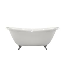 Andrea 72" Free Standing Hydroluxe SS Soaking Tub with Center Drain, Drain Assembly, and Overflow