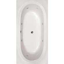 Caribe 72" Drop In Gel Coat Whirlpool Tub with Center Drain, Drain Assembly, and Overflow