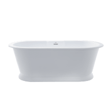 Chateau 66" Free Standing Hydroluxe SS Air Tub with Center Drain, Drain Assembly, and Overflow