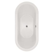 Elle 72" Drop In Acrylic Air Tub with Center Drain, Drain Assembly, and Overflow