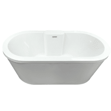 Eveline 72" Free Standing Acrylic Soaking Tub with Center Drain, and Overflow