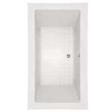 Kayla 74" Drop In Acrylic Soaking Tub with Center Drain, Drain Assembly, and Overflow