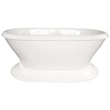 Lauren 70" Free Standing Acrylic Air Tub with Center Drain, Drain Assembly, and Overflow