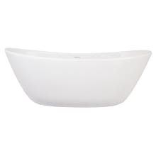 Marquis 65" Free Standing Hydroluxe SS Soaking Tub with Center Drain, Drain Assembly, and Overflow