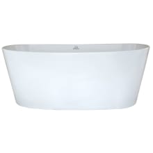 Newbury 66" Free Standing Hydroluxe SS Air Tub with Center Drain, Drain Assembly, and Overflow