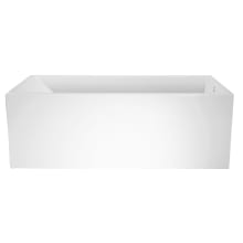Pacific 63" Free Standing Hydroluxe SS Soaking Tub with Center Drain, Drain Assembly, and Overflow