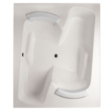 Penthouse 72" Drop In Acrylic Soaking Tub with Center Drain, Drain Assembly, and Overflow