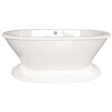 Sophia 70" Free Standing Acrylic Air Tub with Center Drain, Drain Assembly, and Overflow