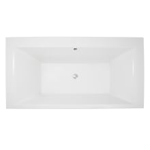 Stella 70" Drop In Acrylic Air Tub with Center Drain, Drain Assembly, and Overflow