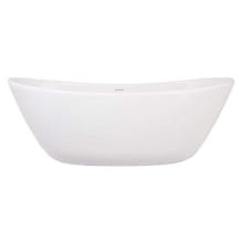 Marquis 65" Free Standing Hydroluxe SS Soaking Tub with Center Drain, Drain Assembly, and Overflow